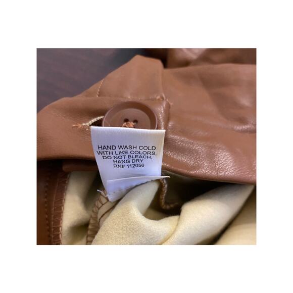 Zenana Faux Leather Straight Leg Pants Brown Pull On Elastic Waist Medium - Picture 9 of 9